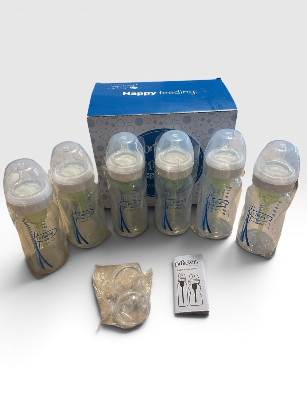 Dr. Brown's Natural Flow Anti Colic Baby Bottles wide neck 9 oz Set of 6 - NEW